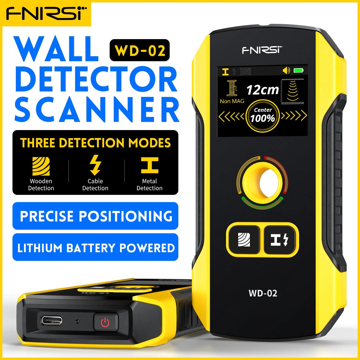 FNIRSI WD-01 WD-02 Metal Detector Wall Scanner For AC Live Cable Wiring Wood Stud Finding
