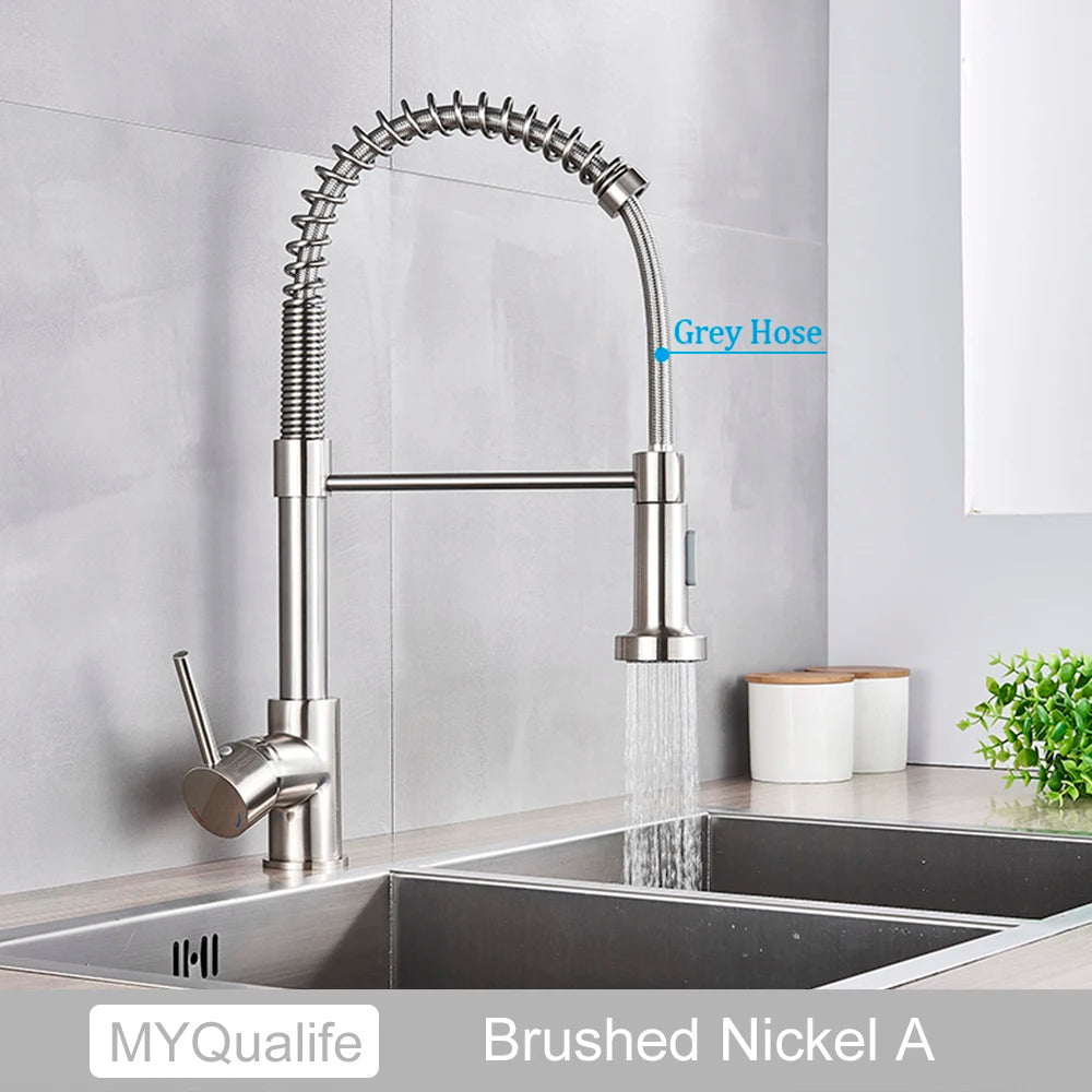 MYQualife PremiumSolidBrass Kitchen Sink Faucet Single Handle Deck Mounted PullDown