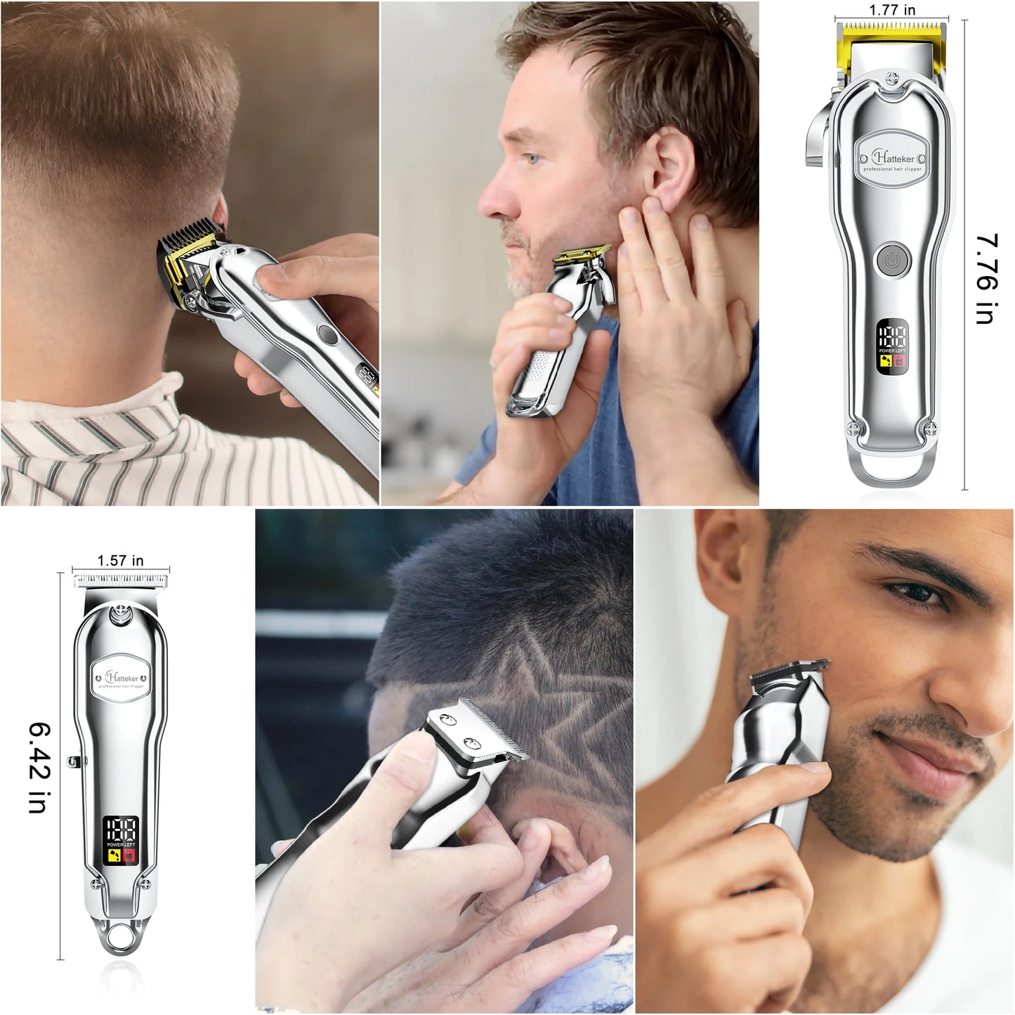 Hatteker Cordless Professional Hair Clipper Set For Barbers