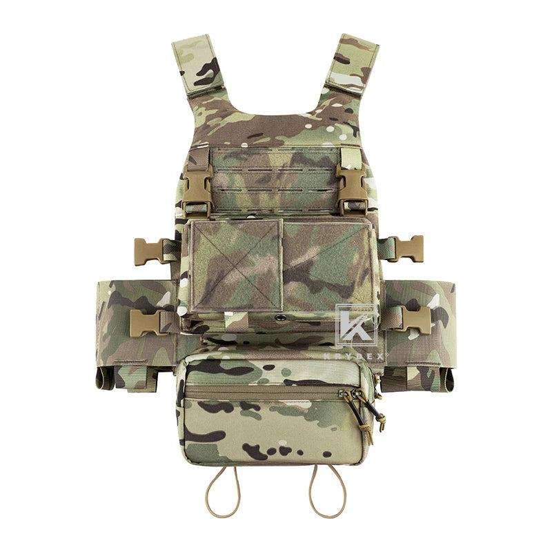 KRYDEX Low Vis Slick Plate Carrier Tactical Vest With Cummerbund