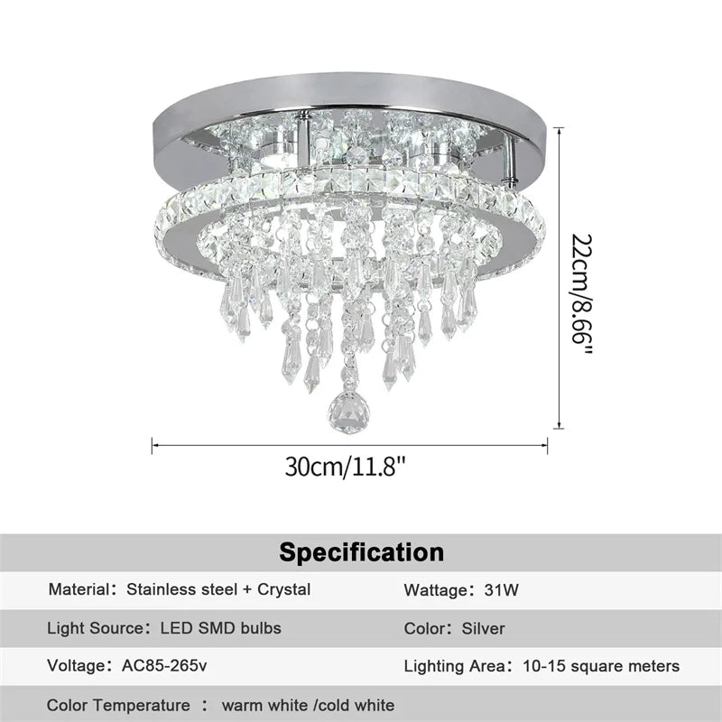 GreeLustr Modern Minimalist Dimmable Crystal LED Chandelier