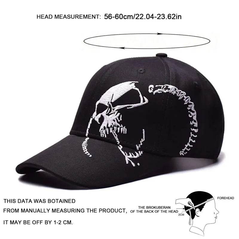 Unisex Skull Print Baseball Cap Adjustable Sunscreen Hat