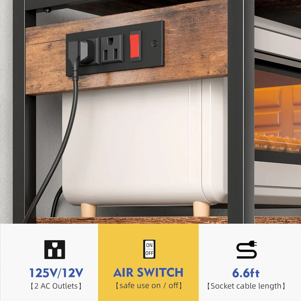 Bakers Rack With Storage Cabinet Microwave Stand For Kitchen