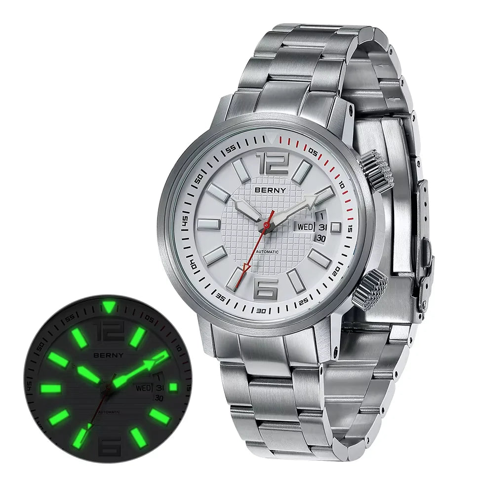 BERNY Automatic Diver Watch 20ATM For Men Miyota 8205 Sapphire