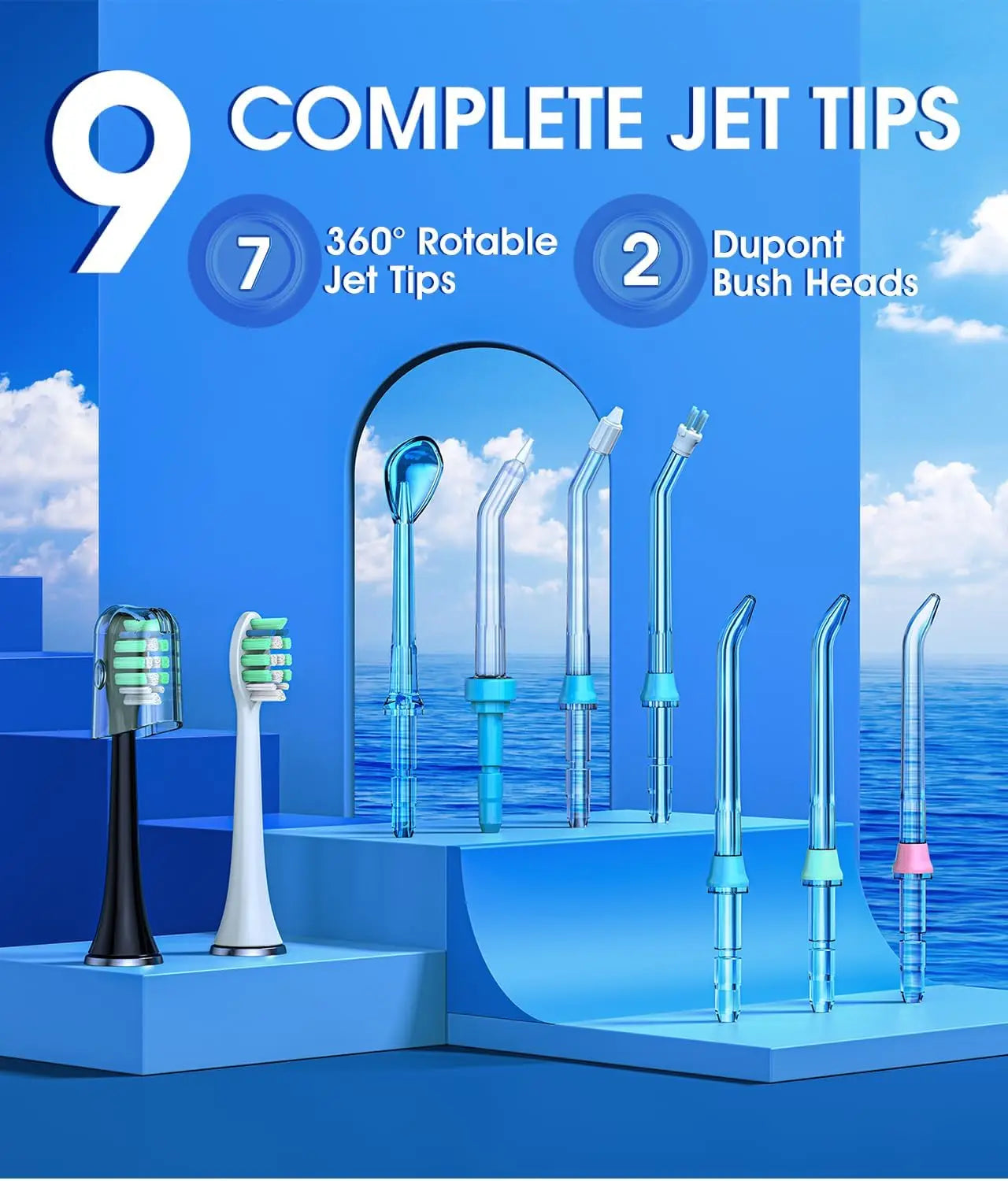 Electric Toothbrush And Water Flosser Combo With 7 Tips 10 Pressure Settings 5 Modes