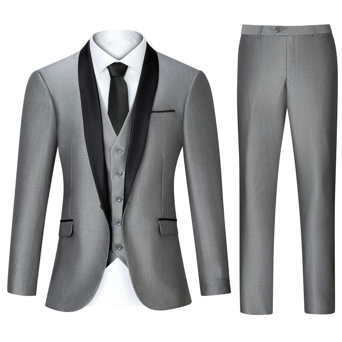 CN Zhejiang Mens Luxury Three Piece Tuxedo Suit Set Jacket Vest Trousers