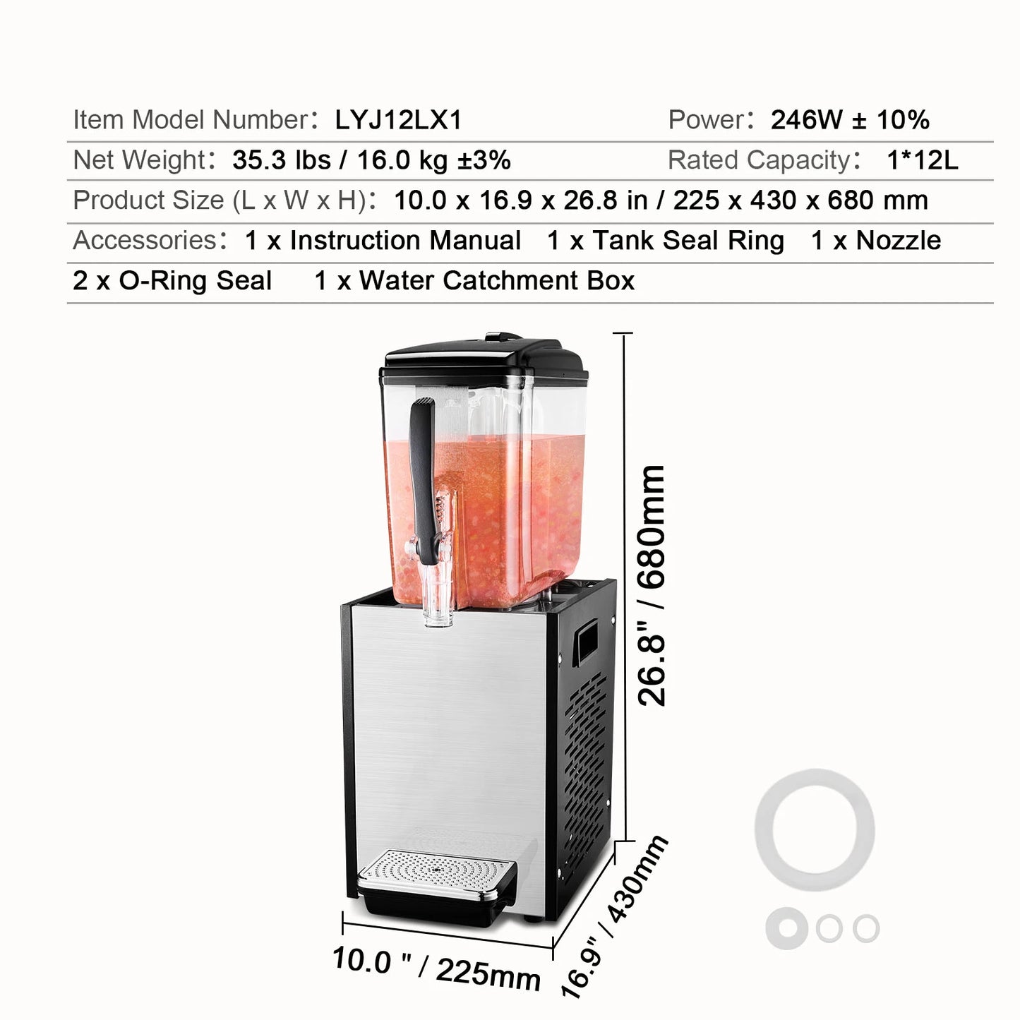 SucceBuy 1/2 Tanks Commercial Beverage Dispenser 10L/12L/18L Per Tank Juice Dispenser Stainless Steel Ice Tea Drink Machine