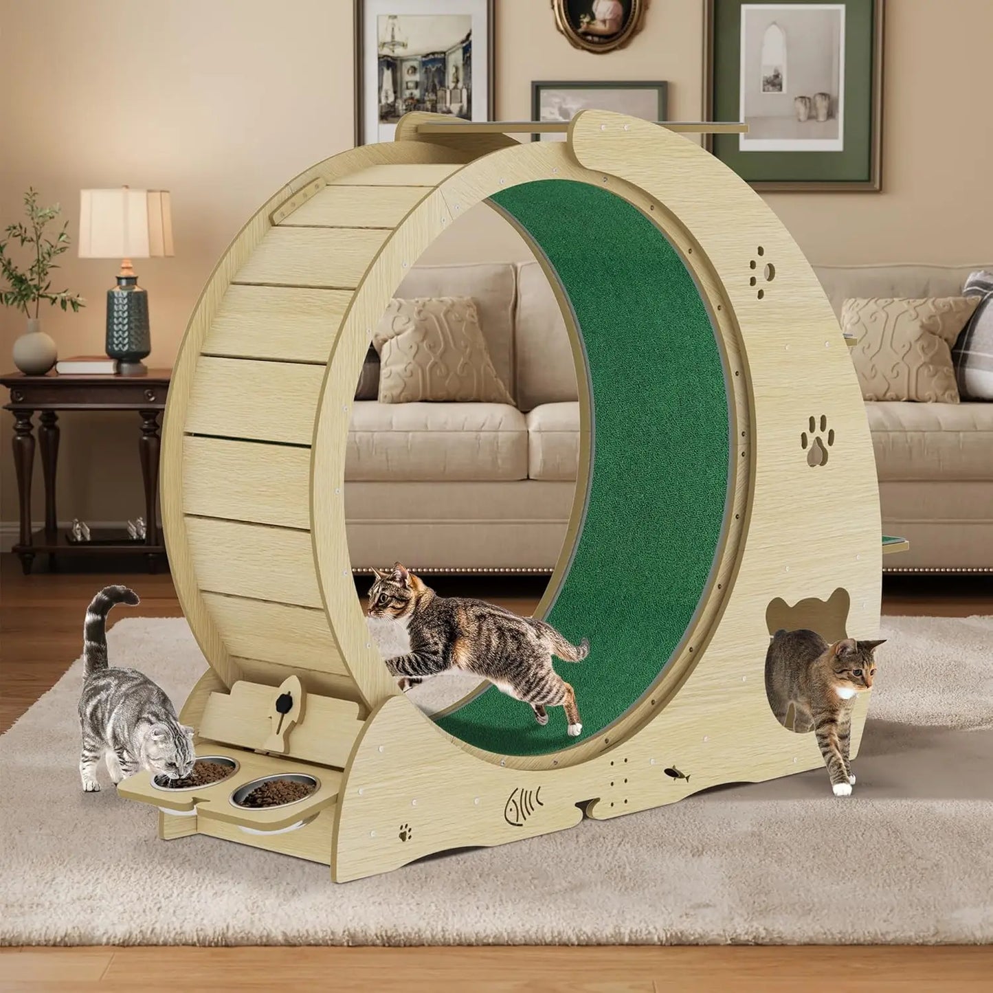 4-in-1 Cat Wheel for Indoor Cats, 40 Inch Large Cat Exercise Wheel & Treadmill, Multi-Functional Pet Activity, Customized