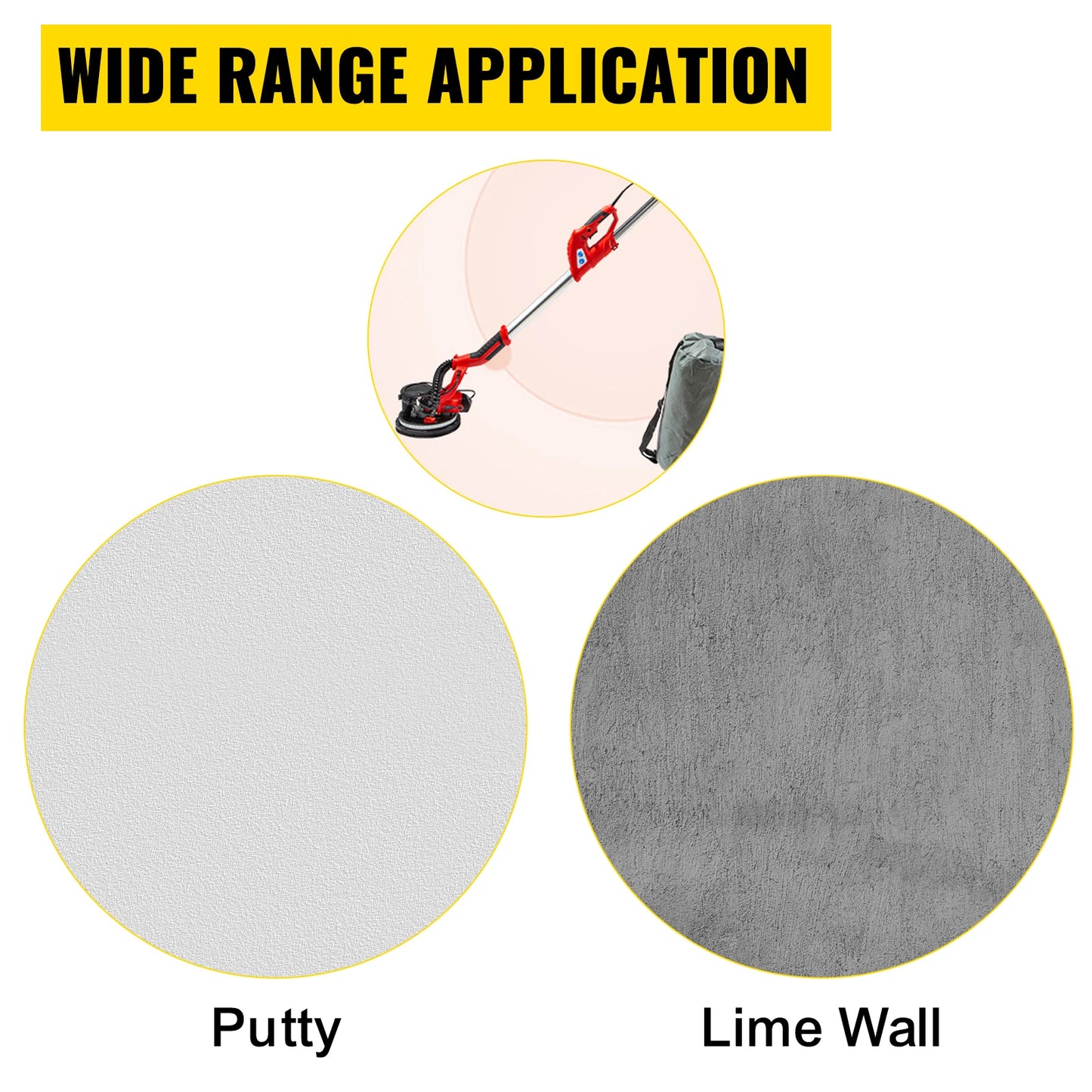 SucceBuy 850W Drywall Sander, Variable Speed 800-1750 RPM, Foldable Sheetrock Sander With Telescoping Handle