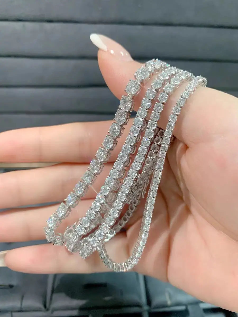 Morganite Tennis Bracelet 18K White Gold Plated Sterling Silver