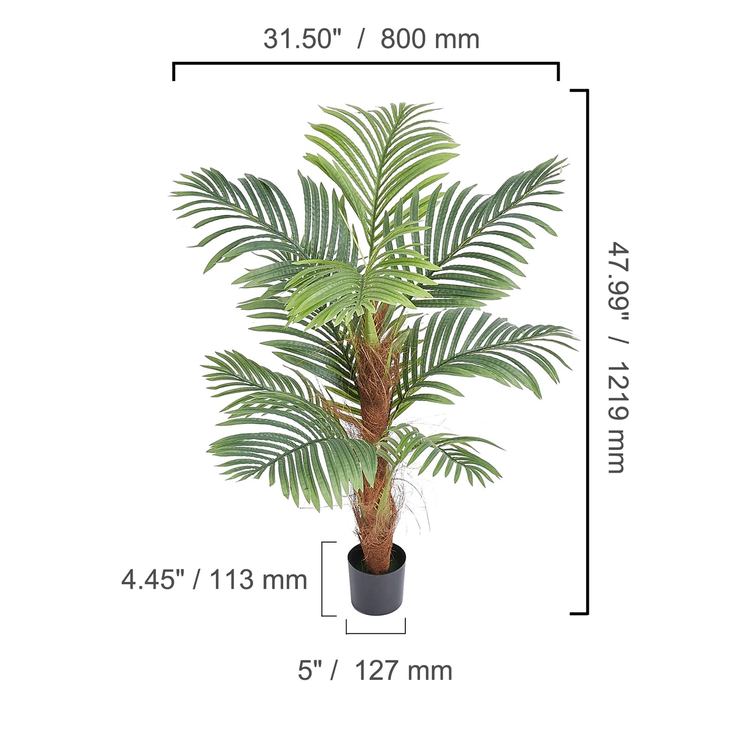 Artificial Palm Tree Faux Plant With Anti Tip Tilt Protection And Low Maintenance PE Material For Home Prop 65 Compliant