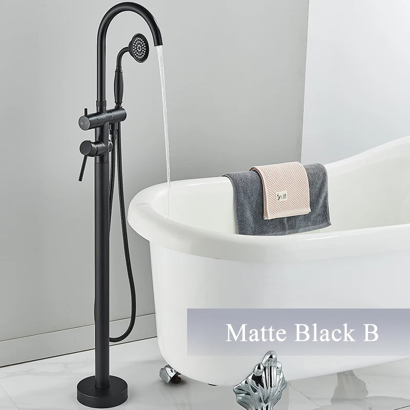Rozin Floor Standing Bathtub Faucet With Swivel Spout Dual Control