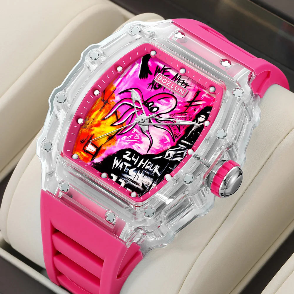 Bozlun Automatic Watch Octopus Comic Design Casual Sports Wristwatch