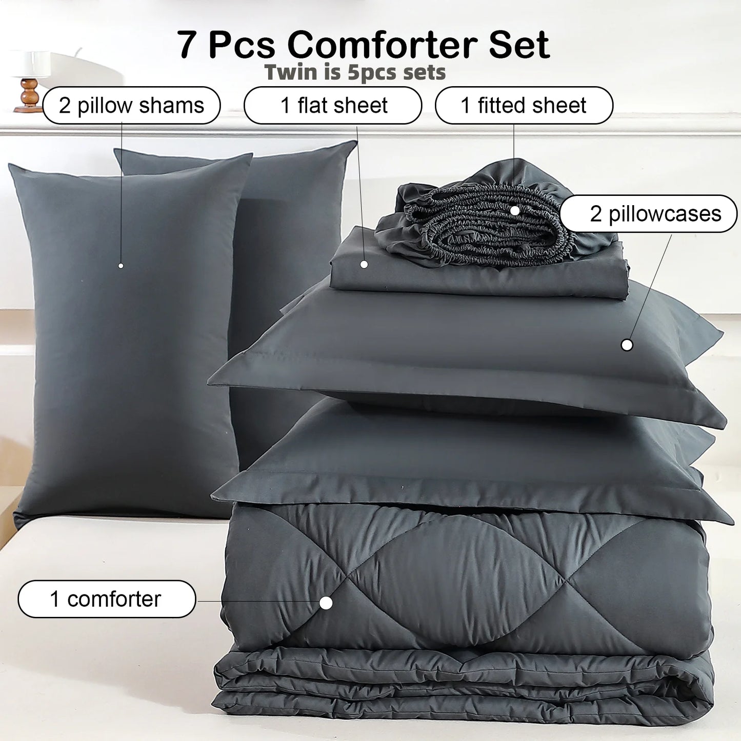 easYumCN Bedding Sets Comforter Flat Sheet Fitted Pillowcases