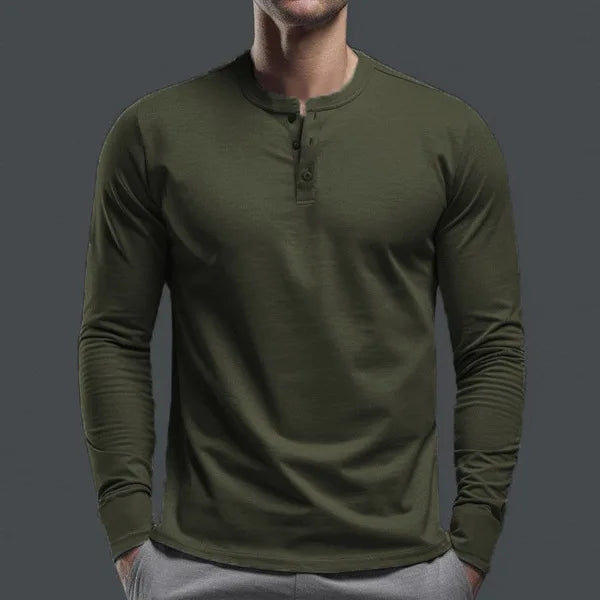 Men's Long Sleeve Knit T Shirt Base Henry Shirt For Spring And Autumn