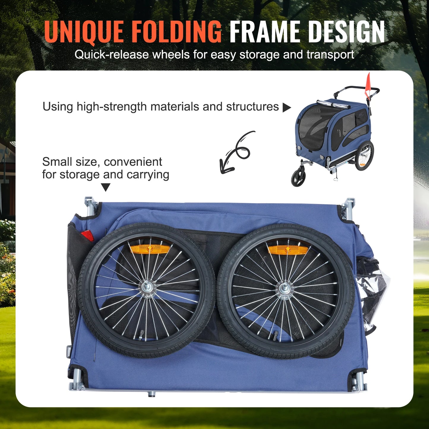 Dog Bike Trailer 2 In 1 Deluxe Pet Travel Stroller