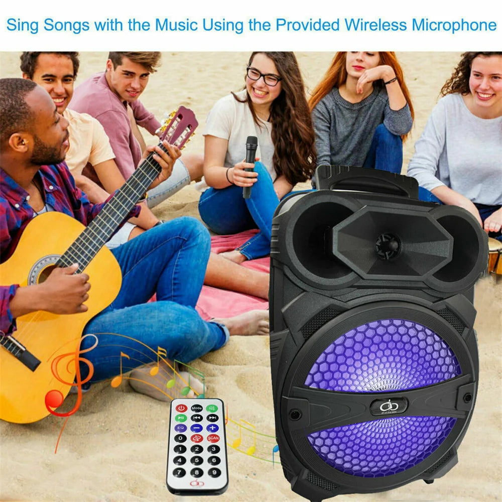 CURUK 1000W Portable Bluetooth Speaker LED Light Karaoke Mic Remote