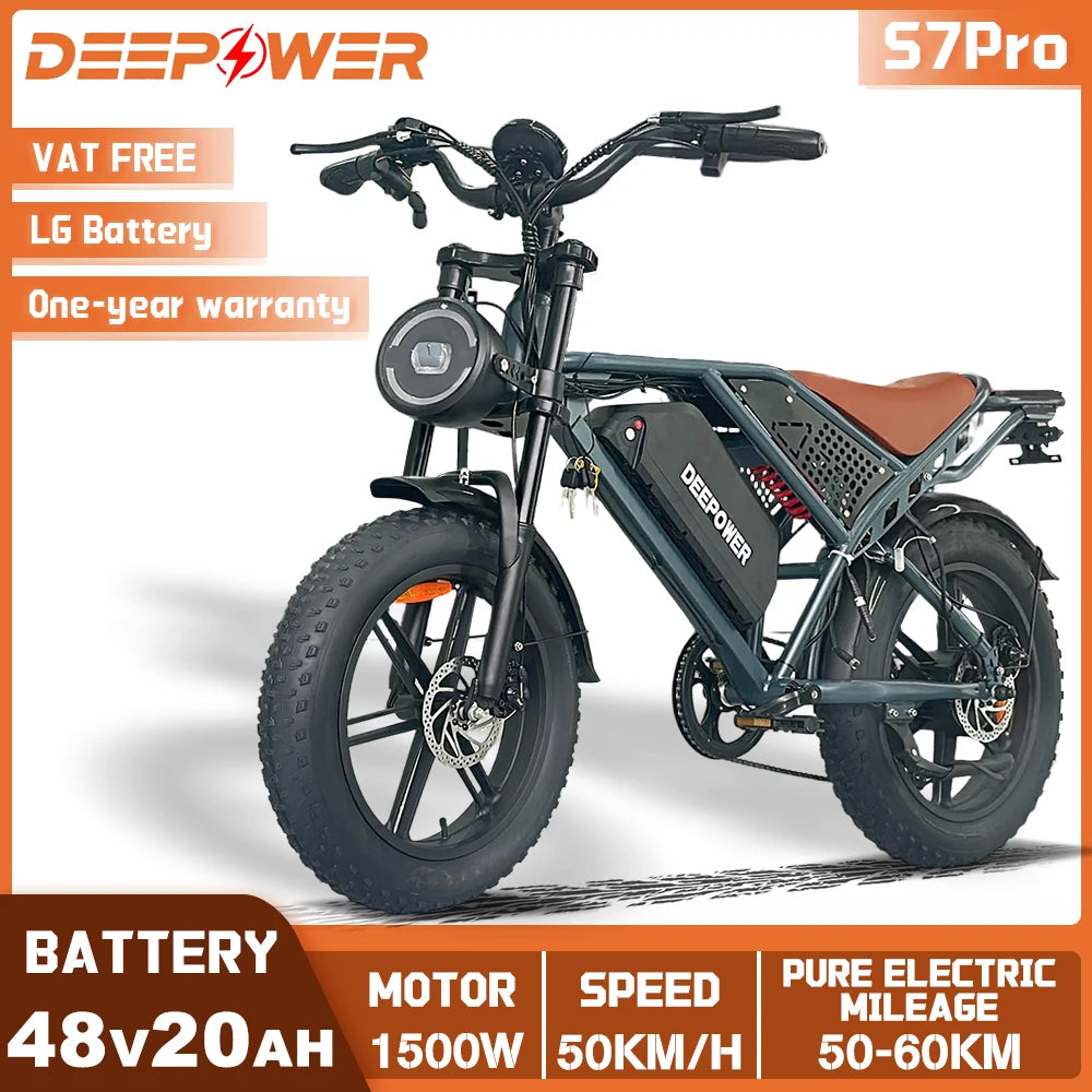 DEEPOWER S7Pro Off Road Electric Bike 1500W 48V LG Battery