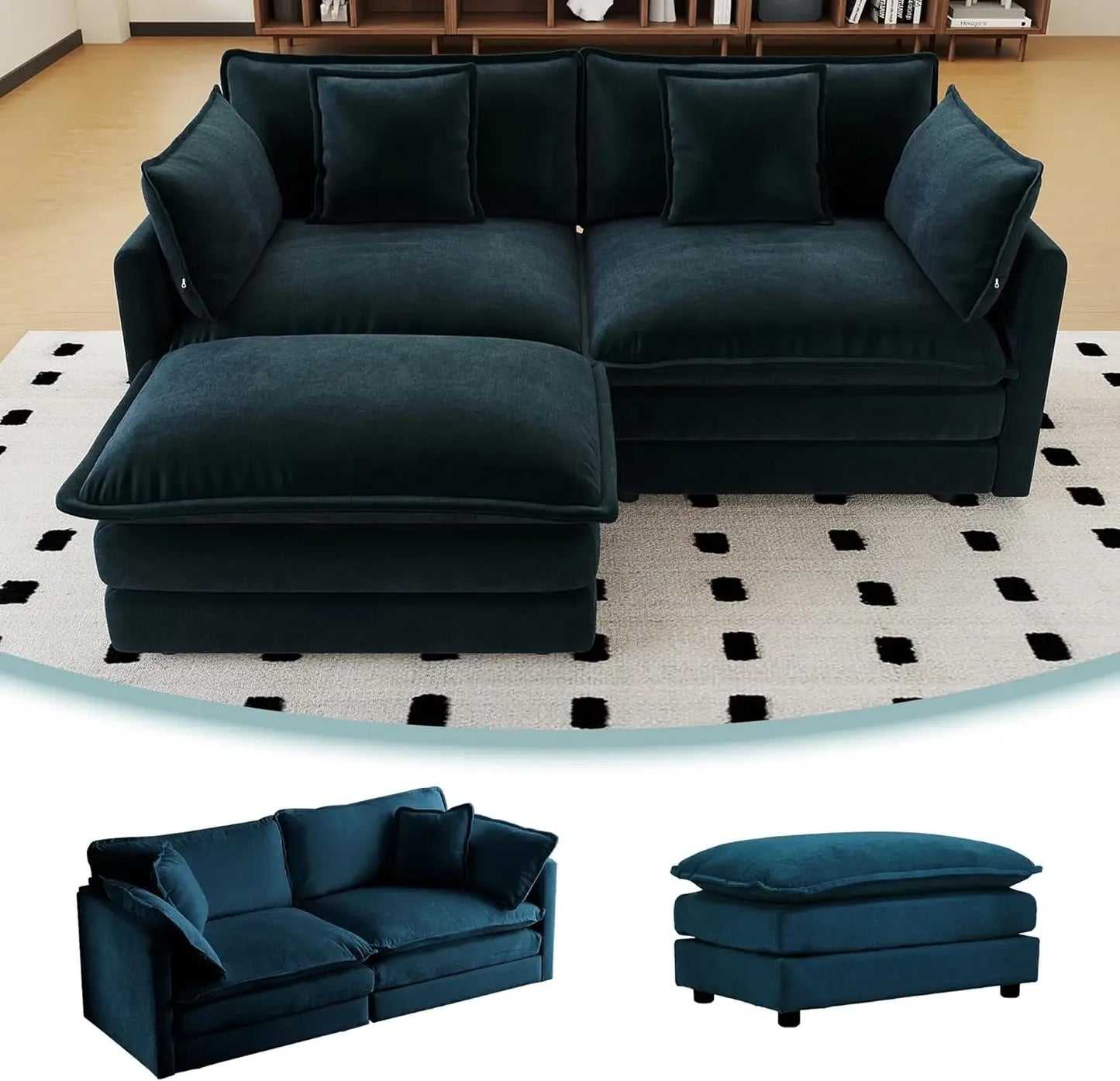 Modern Chenille Cloud Couch Loveseat Modular Sectional