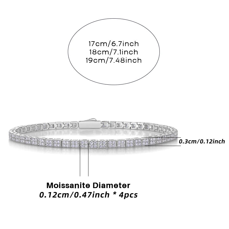 JIUZUAN Moissanite Tennis Bracelet 18K Gold Plated 925 Silver