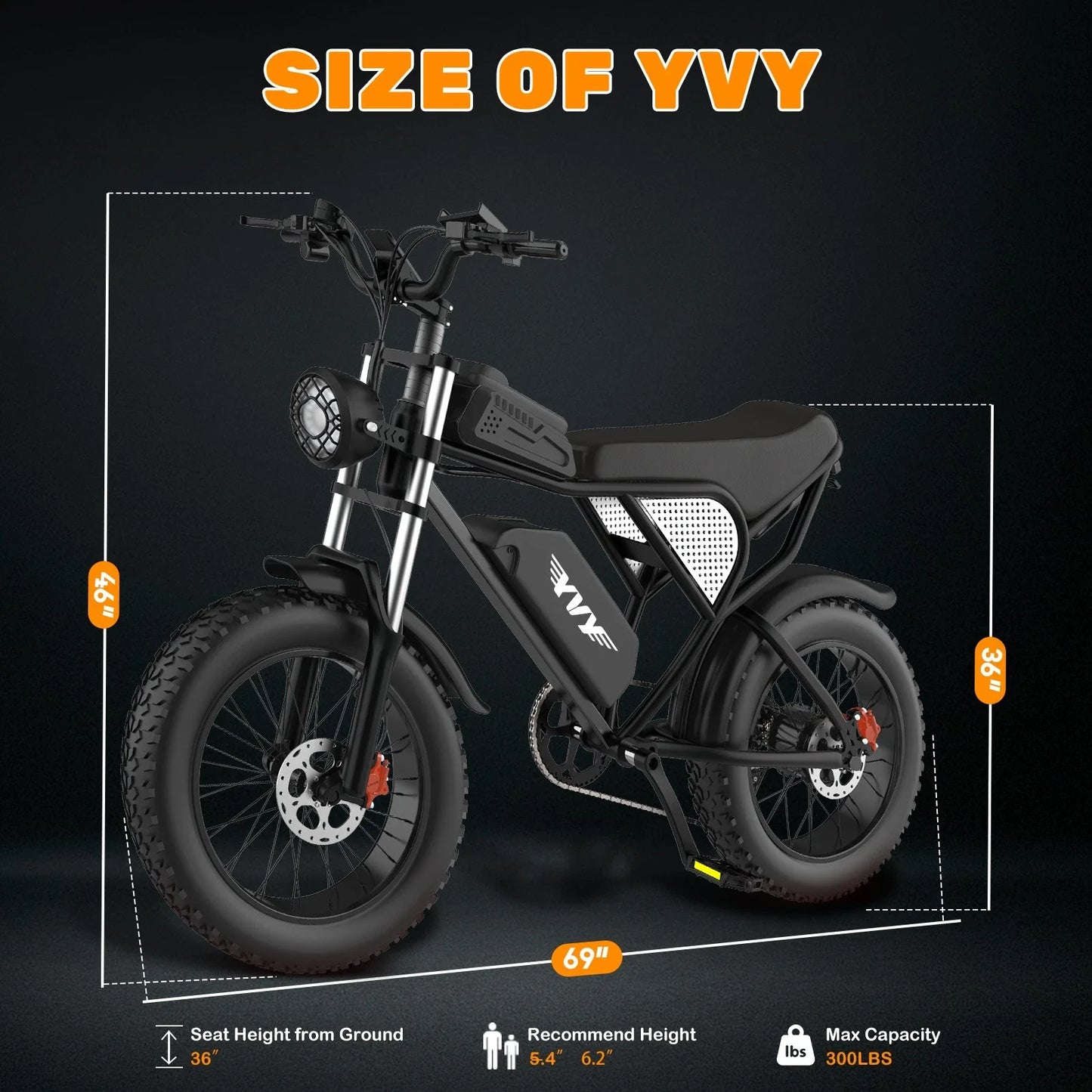 YVY 1500W Fat Tire Electric Mountain Bike AllTerrain RemovableBatterySystem ProEditionPlus