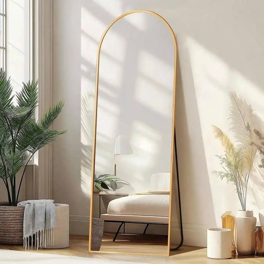 Arched Full Length Floor Mirror Wall Mounted Elegant Home Decor