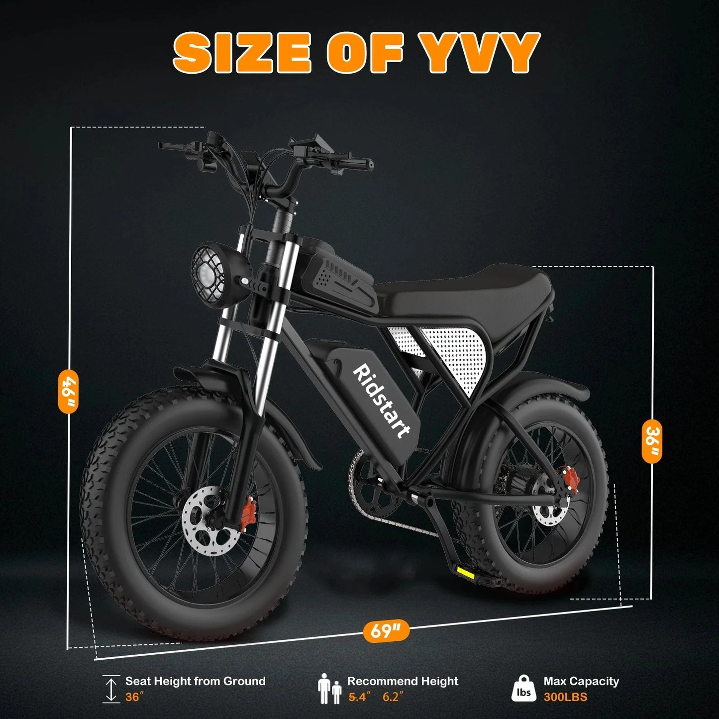 Ridstar Q20Lite Electric Fat Tire Bicycle 1500W 48V 30MPH