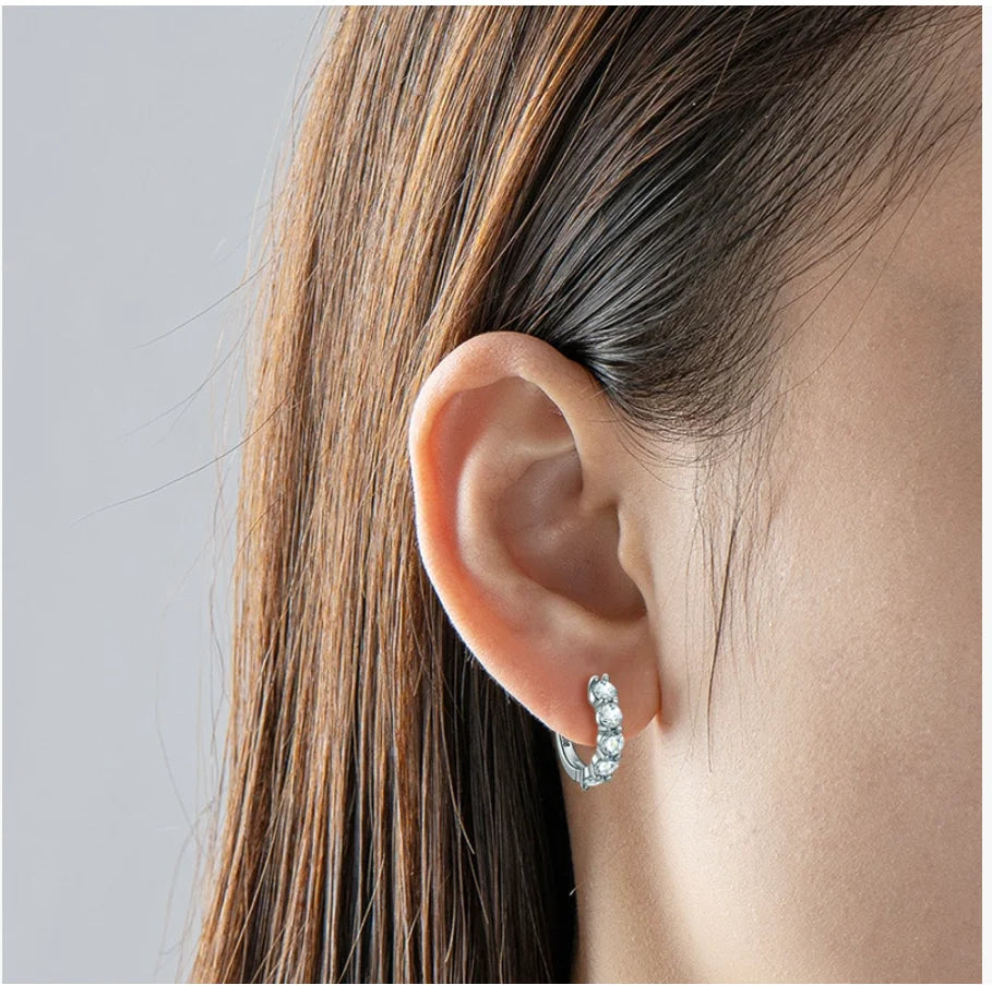 HAIMAITONG Moissanite Platinum Hoop Earrings With Certificate