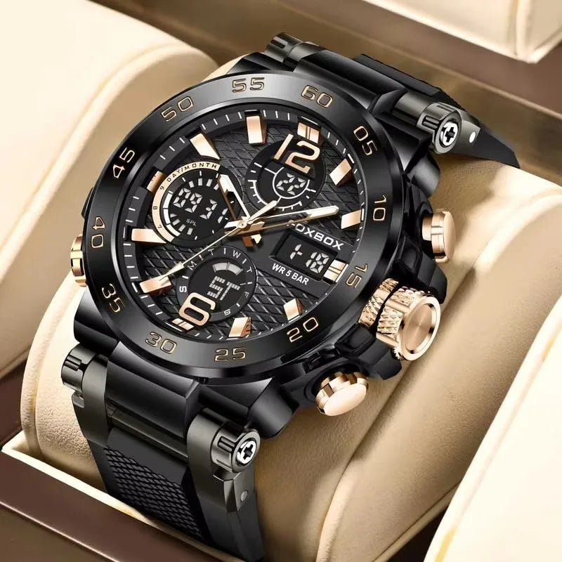 Foxbox Sports Analog Digital Quartz Watch With Silicone Strap