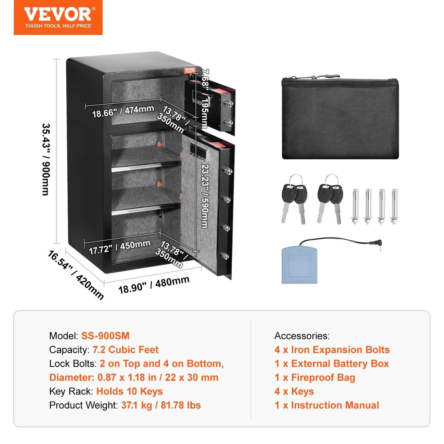 SucceBuy Fireproof Safe Box With Biometric Fingerprint Lock And PasswordProtectionPlus