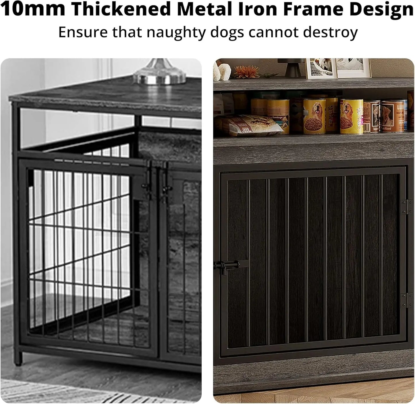 51" Corner Wooden Dog Crate with 2-Tier Shelves, Large Pet Kennel Furniture, Space-Saving Indoor Cage