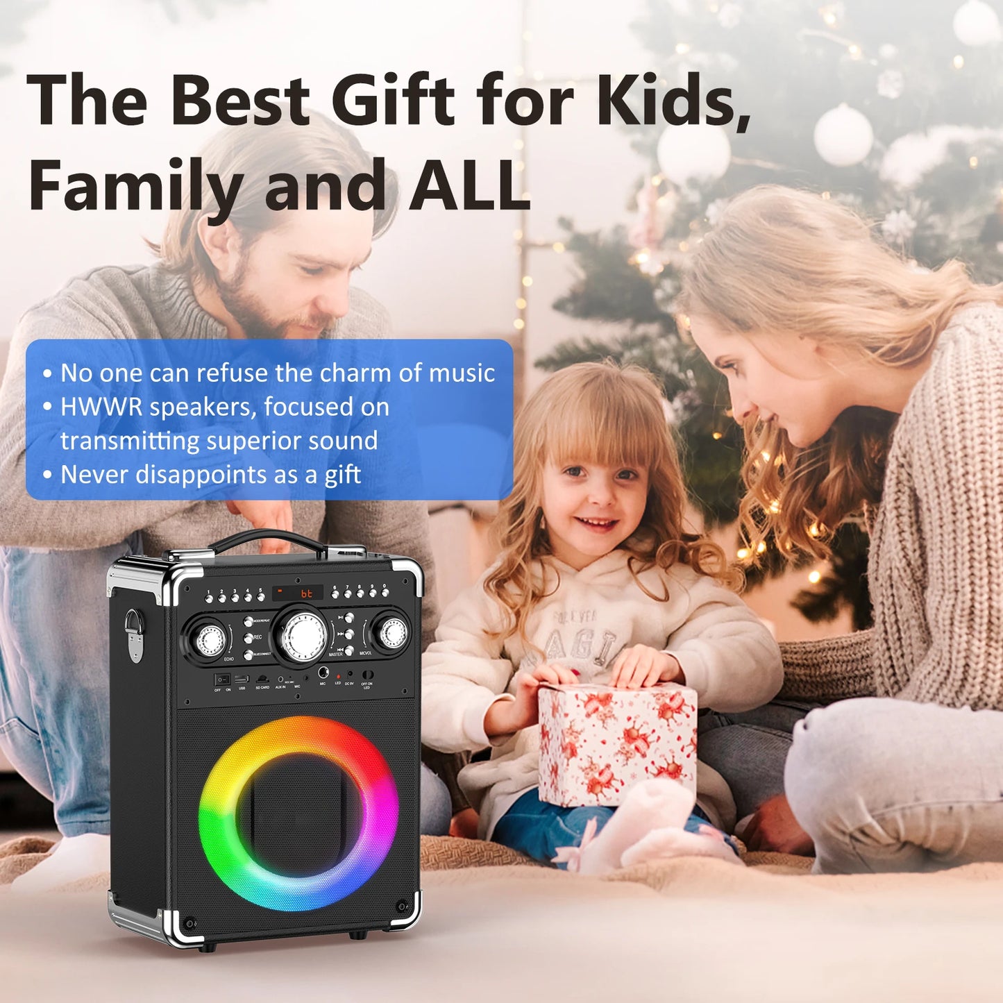 Karaoke Machine with 3 Wireless Microphones, Bluetooth Karaoke Speaker with 3 Mics for Adults/Kids, Portable PA System