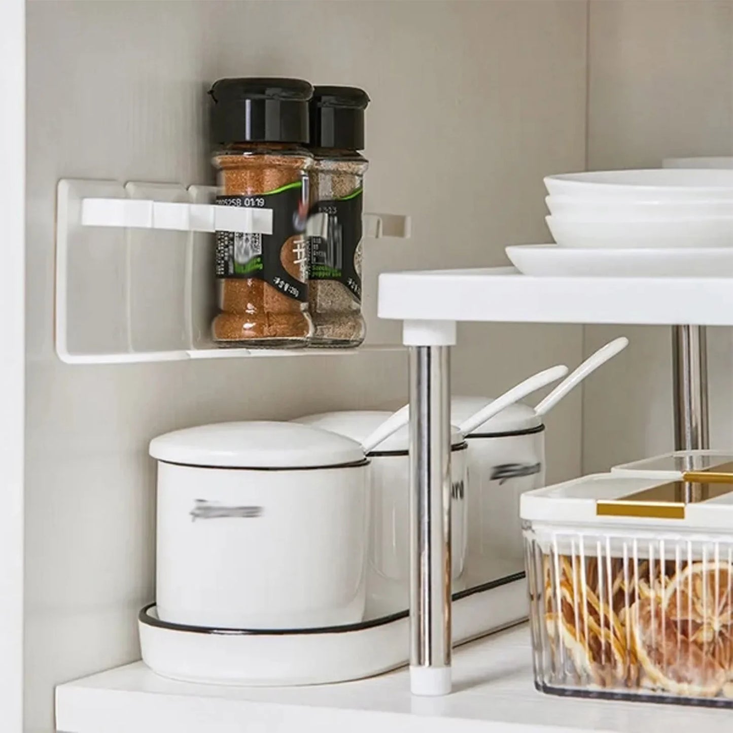 Wall Mounted Spice Jar Rack Living Room Cosmetic Storage Rack Suit For Kitchen Seasoning Product Holder Home Storage Supplies