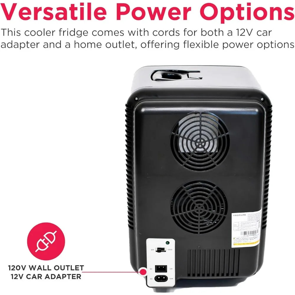 Mini Personal Fridge Cooler, Countertop, Holds Up to 10L/15 Cans, Brushed Black StainlRugged Design, Portable for Skincare