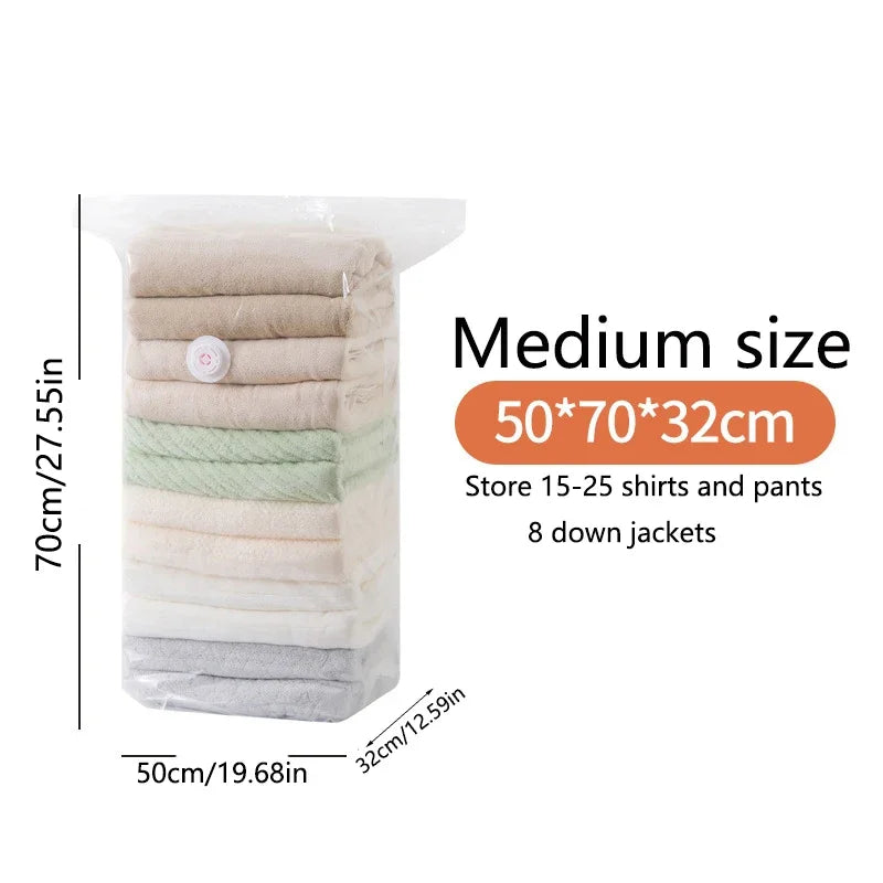 1pc No Need Pump Vacuum Bags Large Plastic Storage Bags for Storing Clothes Blankets Compression Empty Bag Travel Accessories