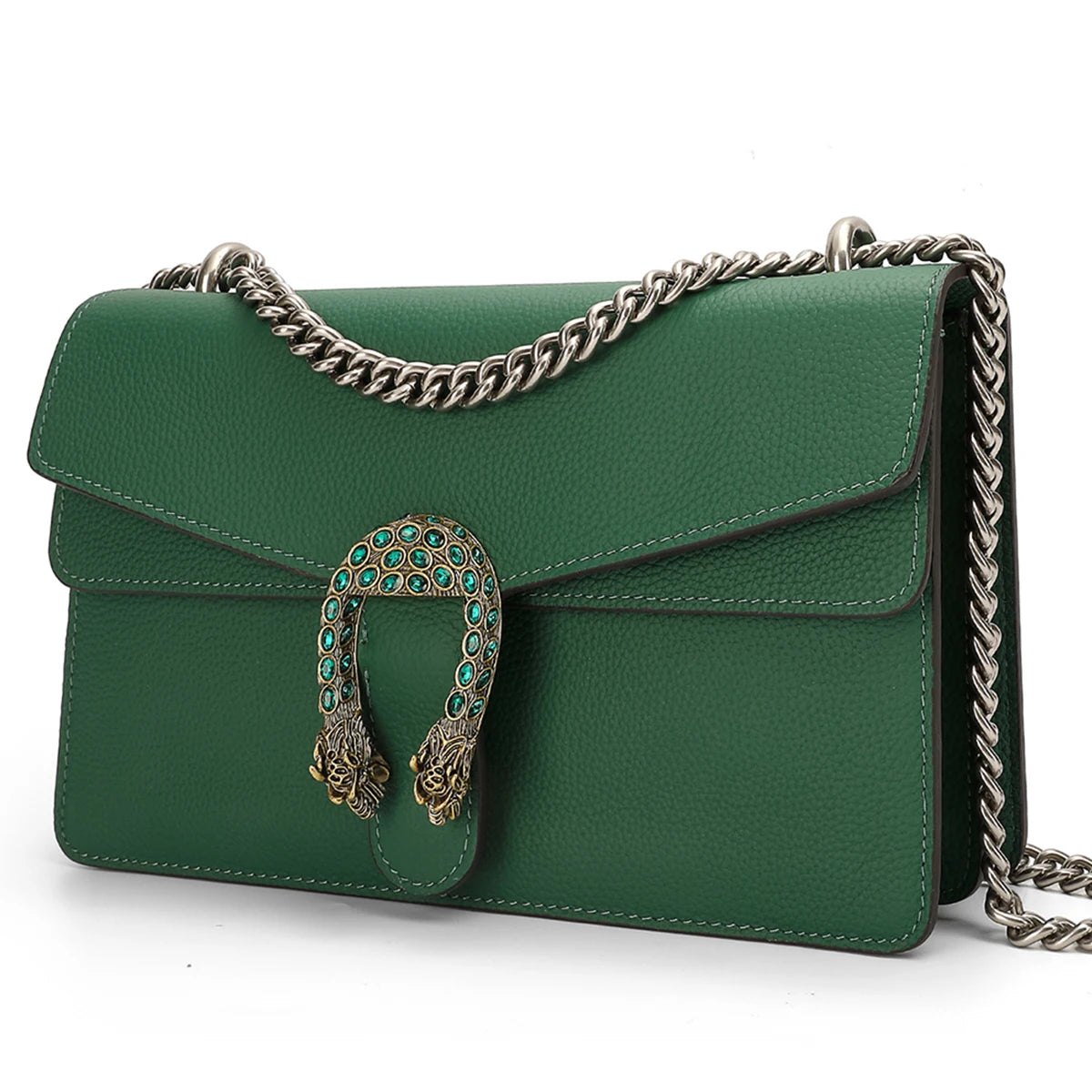 Genuine Leather Crossbody Bag For Women With Chain Strap