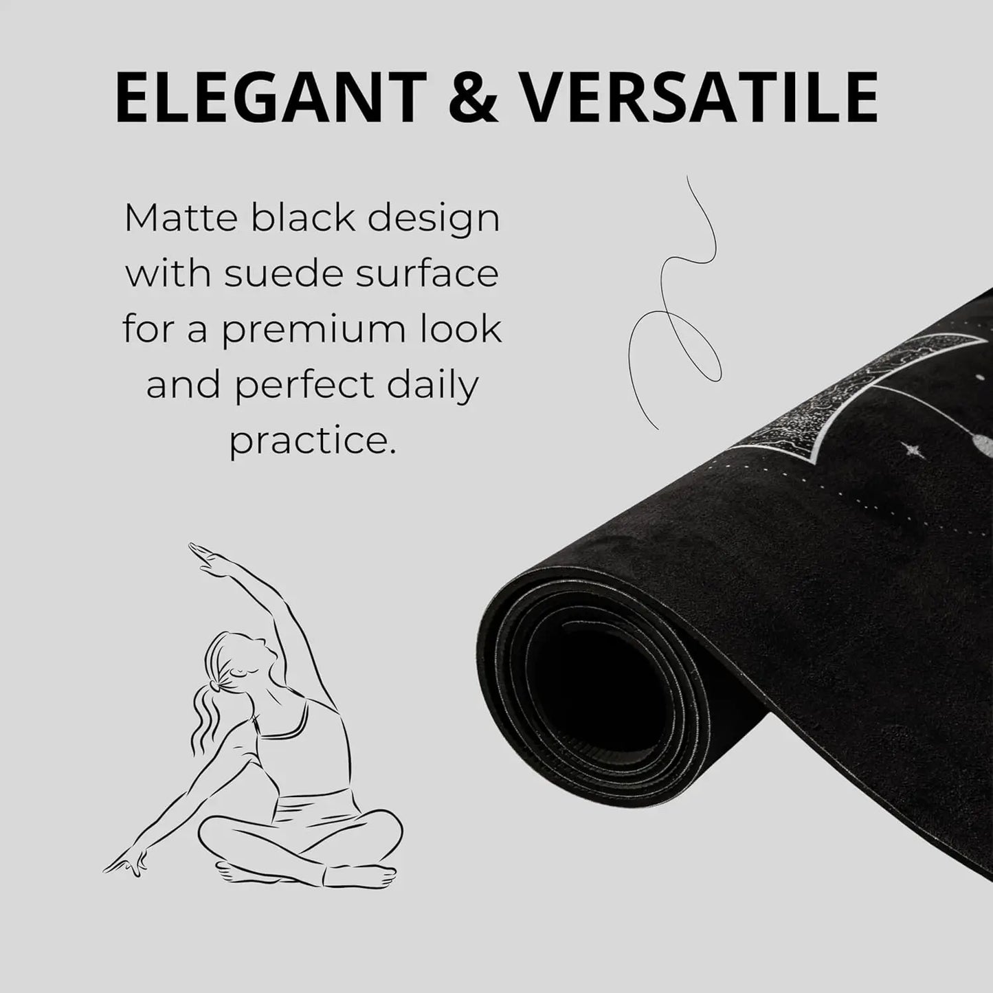 5mm Non-Slip Eco-Friendly Yoga Mat with Strap for Home Gym, Pilates, Hot Yoga - Lightweight Durable 72x24 Inch