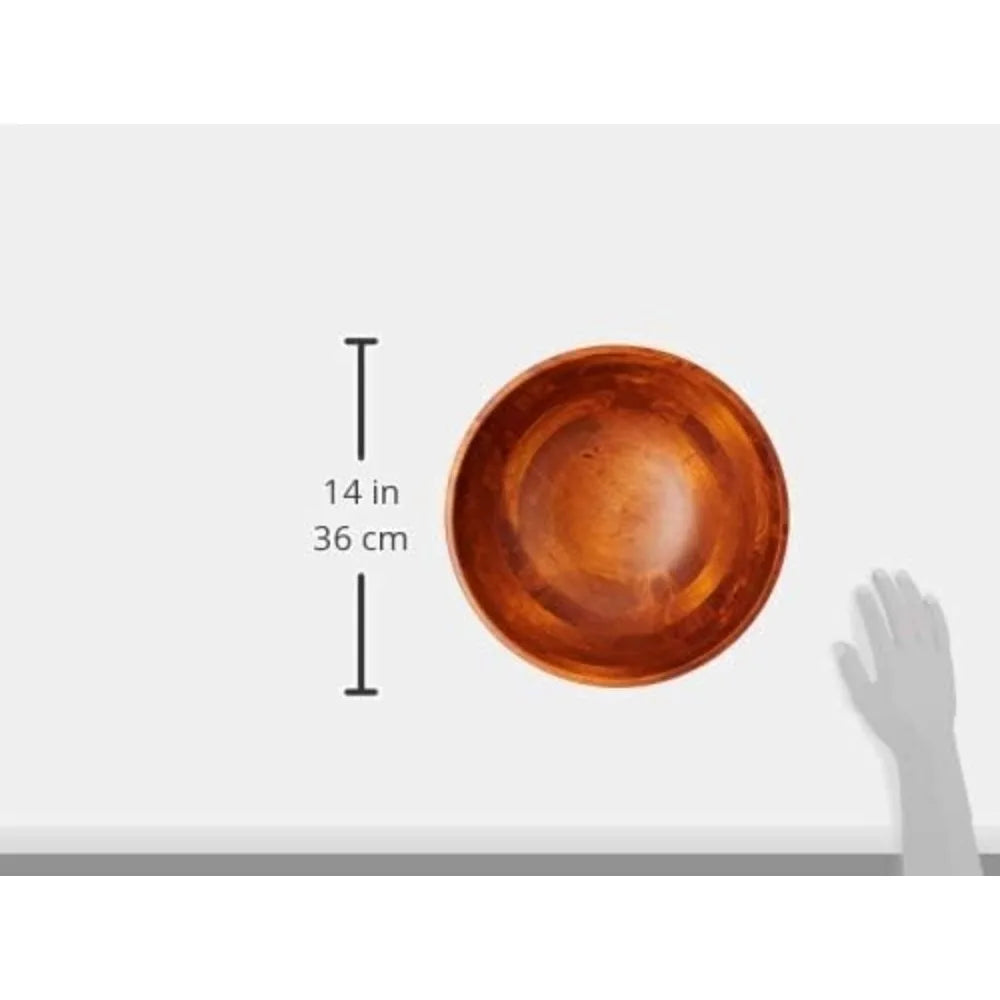 Large Cherry Wood Footed Serving Bowl for Fruits and Salads, 13.75" Diameter x 5" Height, Food-Safe Finish