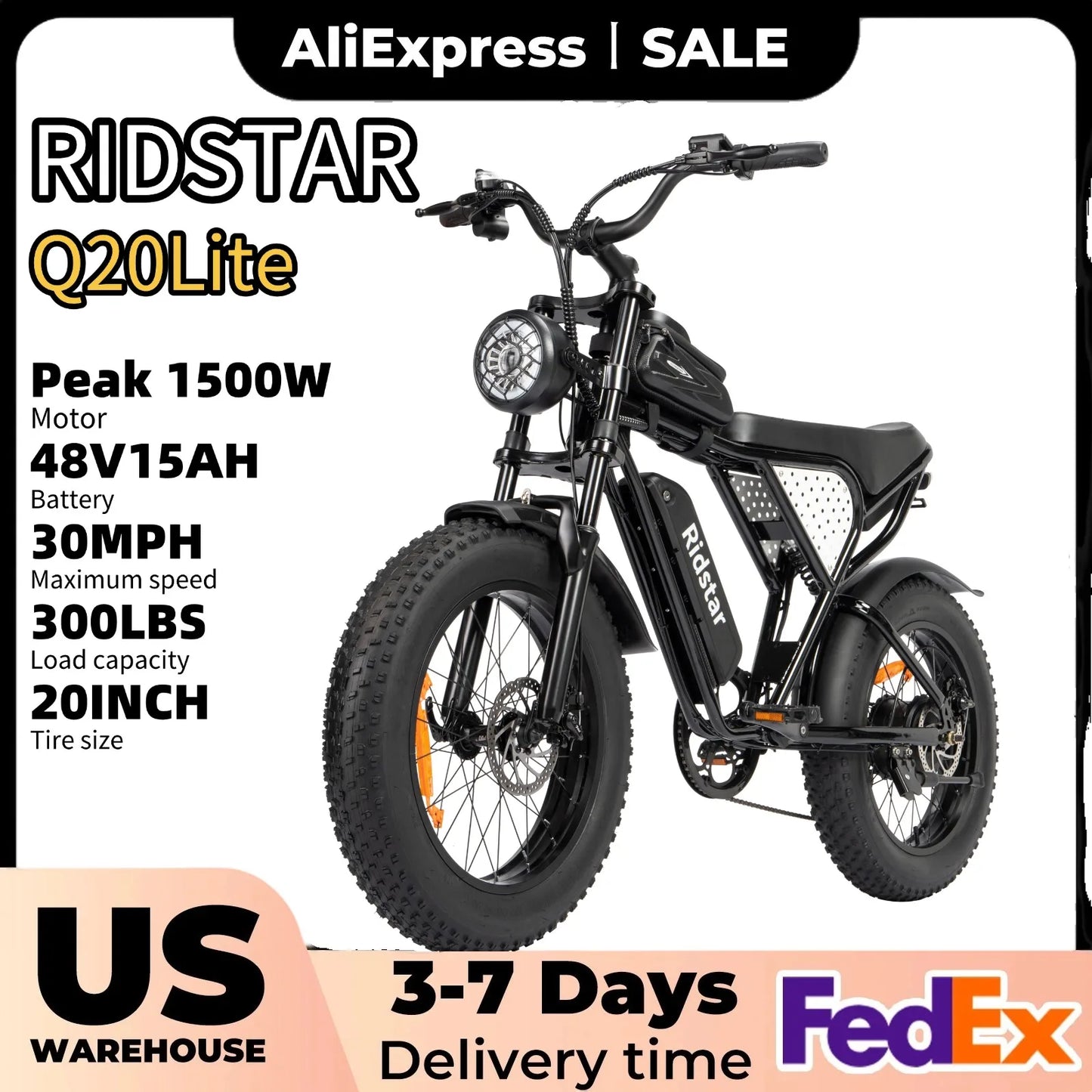 Ridstar Dual 1500 3000W 52V Fat Tire Electric Mountain Bike For Adults