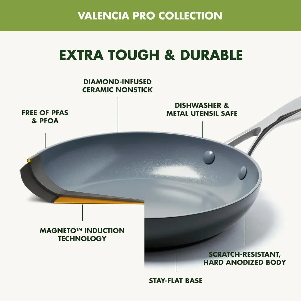 Best seller Hard Anodized Healthy Ceramic Nonstick , Saute & Sauce Pans, Stockpot,Lids, PFAS-Free, Induction, Dishwasher & Oven