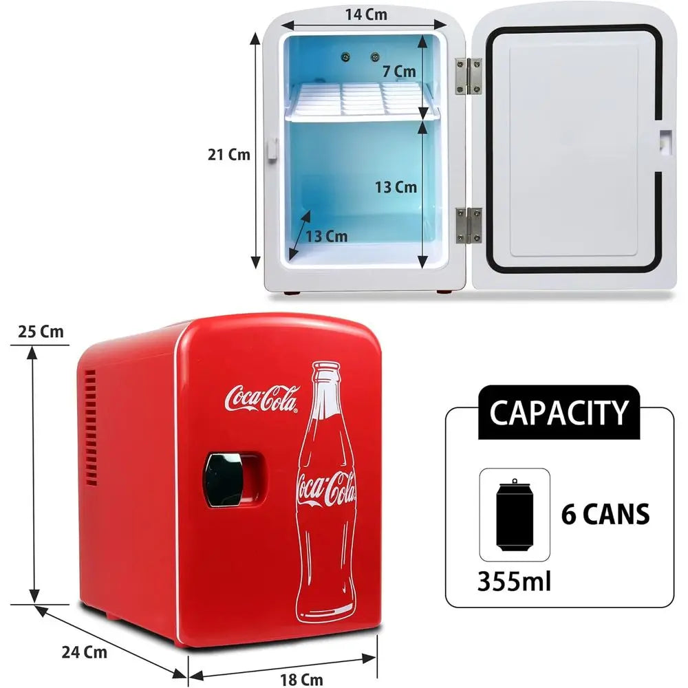 Mini Fridge for Bedroom Skincare Office 4L Small Refrigerator 6 Can Mini Dorm Fridge Portable Cooler 12V DC 110V AC Personal Tra