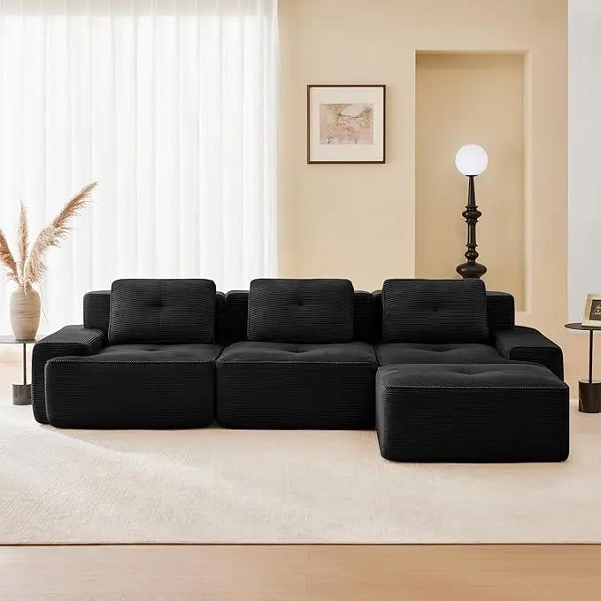 HUANZHUANG L Shaped Modular Sectional Sofa With Chaise For Living Room Comfortable Upholstered Deep Seating