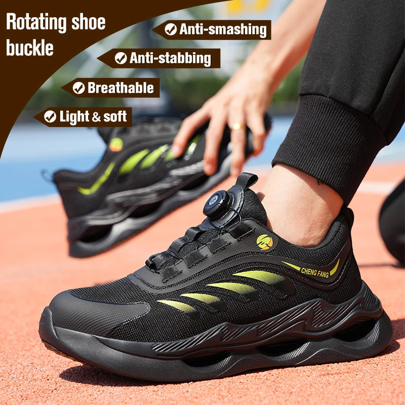 Waterproof Anti-Smash Anti-Puncture Lace-Free Safety Shoes For Men