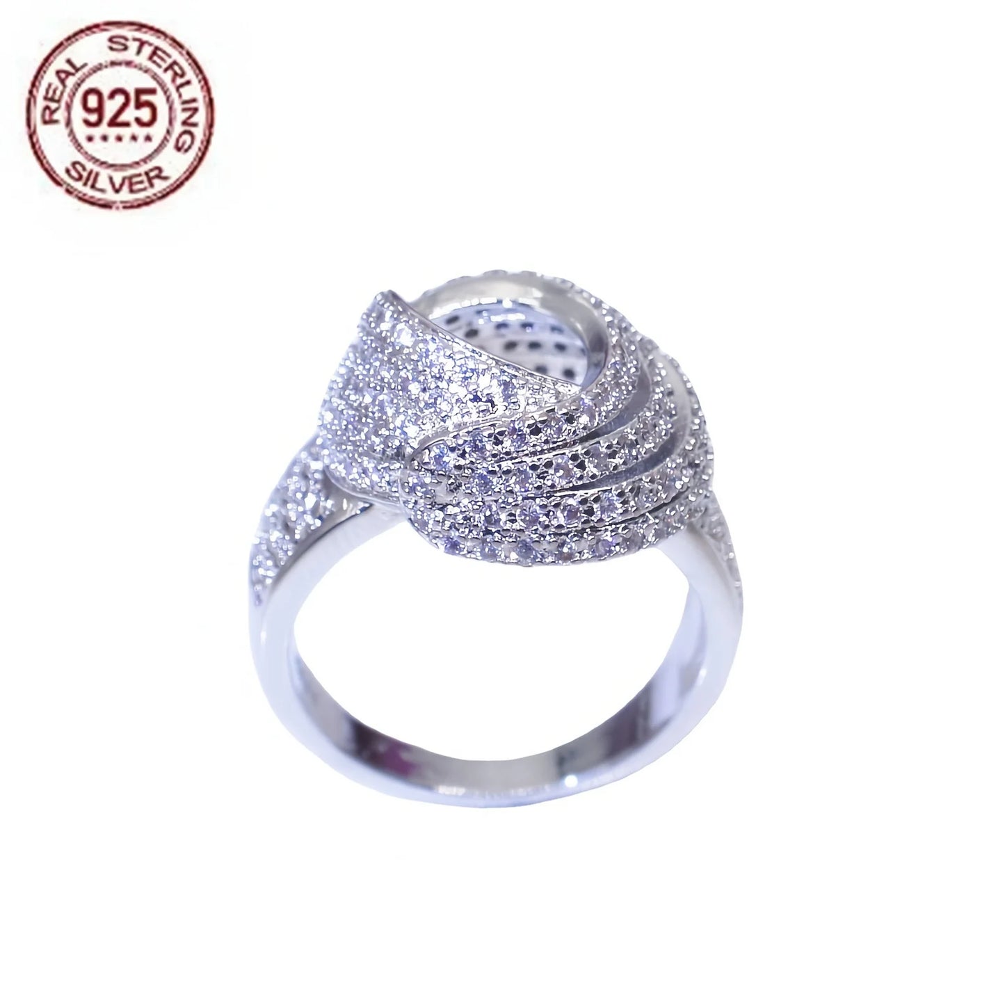 WPOOCC Twisted Geometric Sterling Silver Ring For Women Wedding