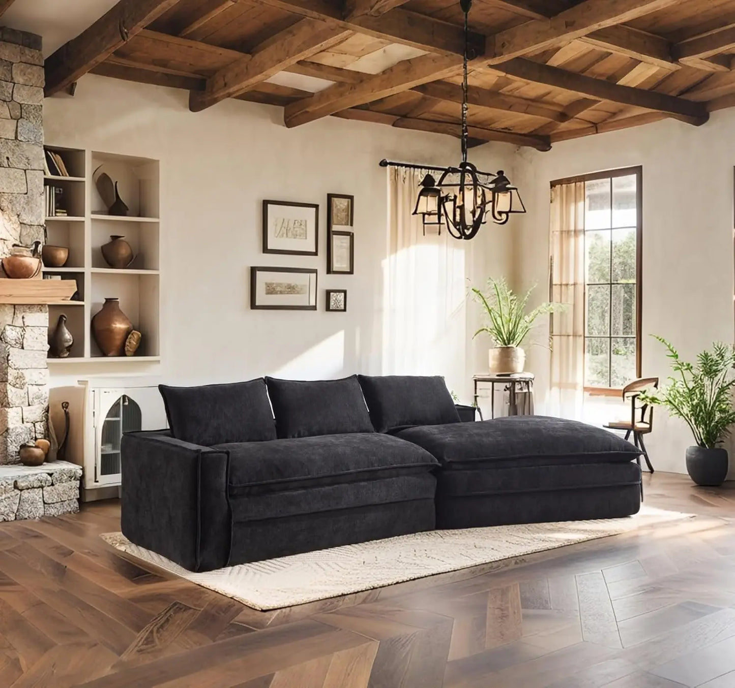 Luxuriously Stuffed Polyurethane Cloud Sofa Sectional For Living Room Indulgence