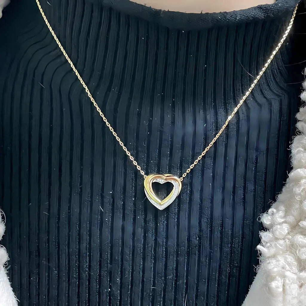DUTRIEUXCN Diamond Heart Pave Pendant Necklace for Women
