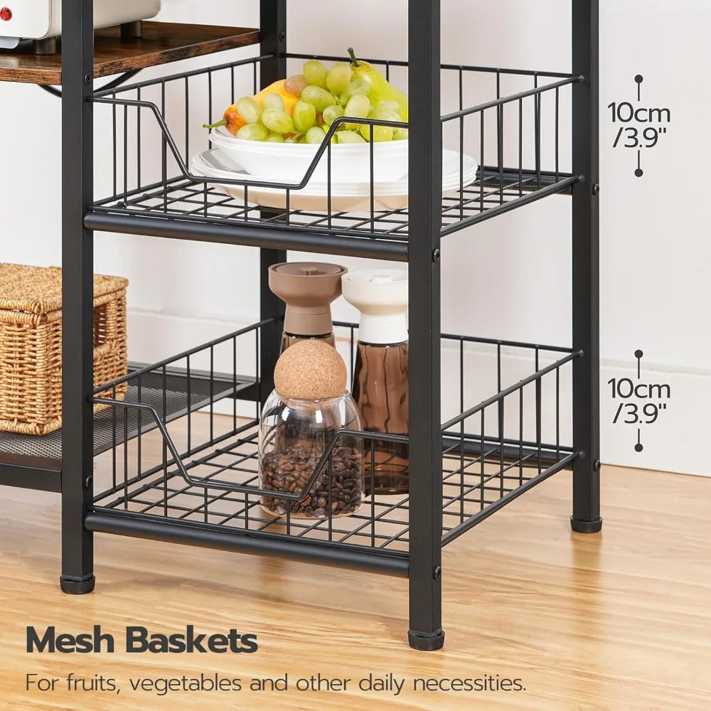 RBXC Bakers Rack With Power Outlets 6-Tier Microwave Stand