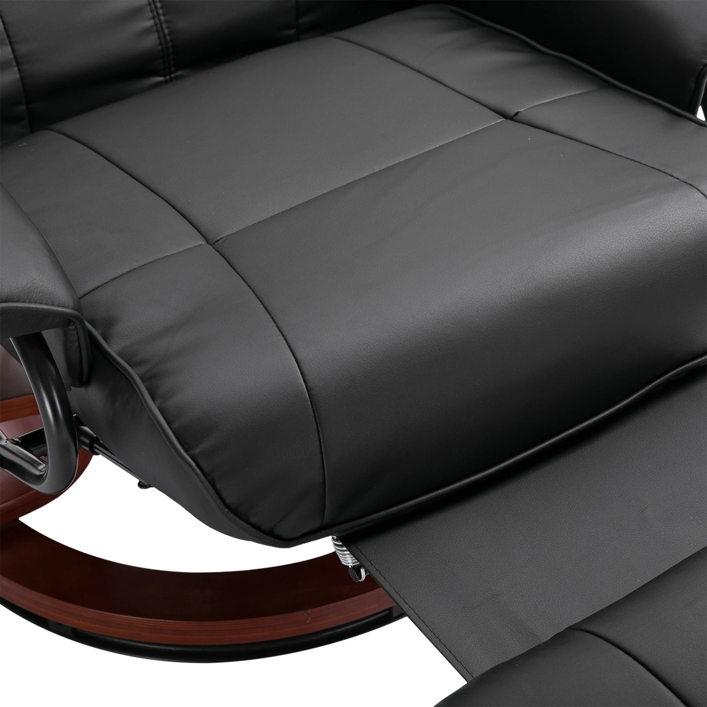HOMCOM Faux Leather Reclining Swivel Lounge Chair With Wooden Base