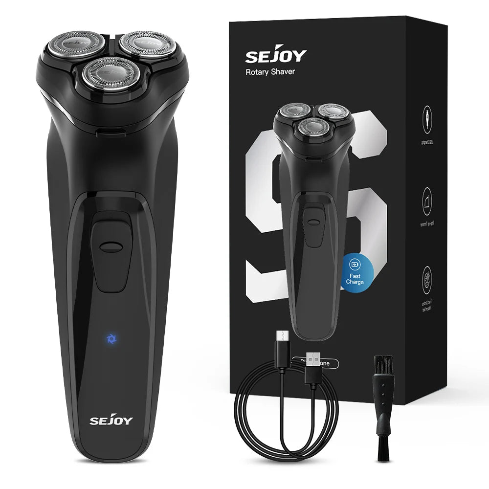 Sejoy Electric Razor For Men Rechargeable Triple Blade Wet Dry