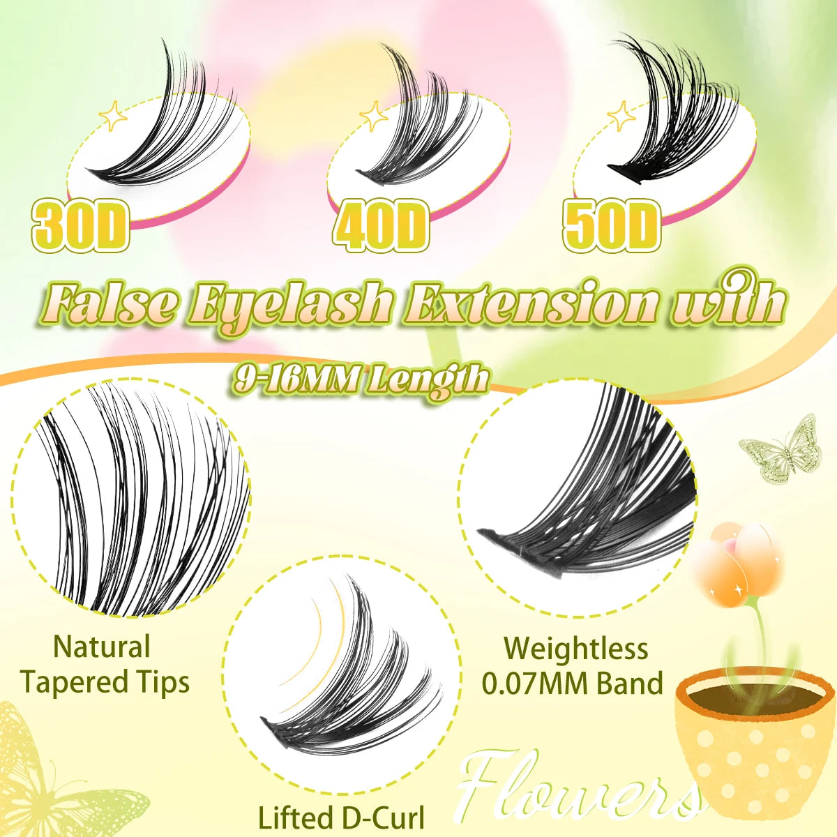 Clustered D Curl Eyelash Strips With Application Tools DIY Friendly